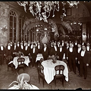 Waiters in the Palm Court at Sherrys restaurant, New York