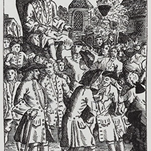 Walpole Chaired, satire depicting Whig politician Robert Walpole carried aloft by his supporters after his election to Parliament, 1701 (engraving)