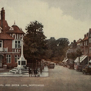 War Memorial and Green Lane, Northwood, London (colour photo)