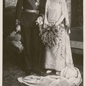 Wedding of Crown Prince Gustaf Adolf of Sweden and Lady Louise Mountbatten, 1923 (b / w photo)