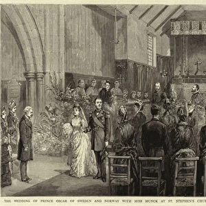 The Wedding of Prince Oscar of Sweden and Norway with Miss Munck at St Stephens Church, Bournemouth (engraving)