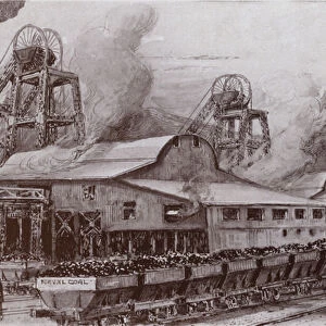A Welsh coal mine (litho)