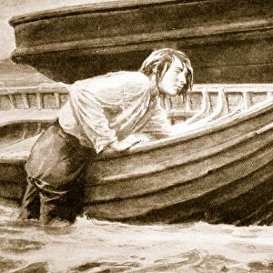 Wesleys narrow escape from a watery grave (litho)