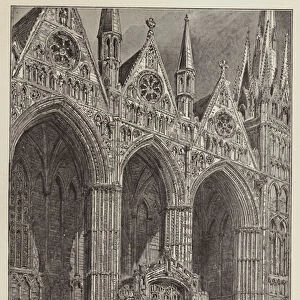 The West Front of Peterborough Cathedral in need of repair (litho)