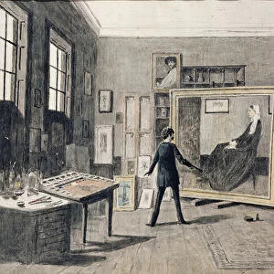 Whistler Painting in his Studio (w / c on paper)