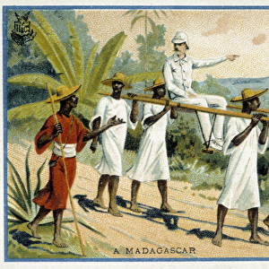 White colon on on wheelchair, Madagascar - Chromo, 19th century