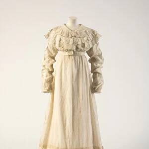 White cutwork embroidered cotton gown with spencer-style bodice, 1815 (cotton)