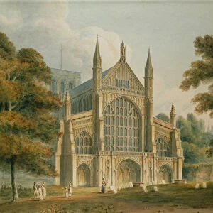 Winchester Cathedral: The Facade from the North-West, 1801 (watercolour)