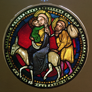 Window Depicting the Flight into Egypt, Late 13th Century (stained glass)
