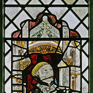 Window w2 depicting a donor - Thomas Clopton (stained glass)