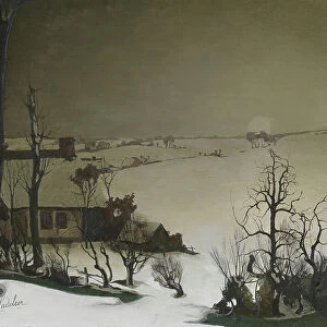 Winter Landscape in the Morning (oil on panel)