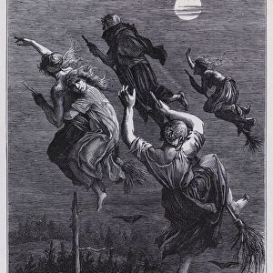 Witches in flight (engraving)