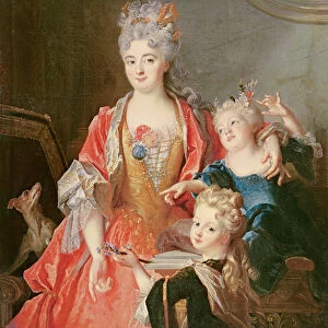 A Woman with Two Children (oil on canvas)