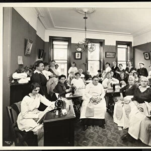 A womens sewing circle at the Rodeph Sholom Sisterhood, 157 East 94th Street