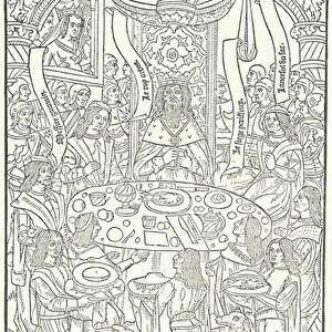 Woodcut from the first edition of Lancelot du Lac, printed in Rouen by Jean le Bourgeois in 1488 (engraving)