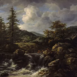 wooded Landscape with Waterfall, c. 1665-1670 (oil on canvas)