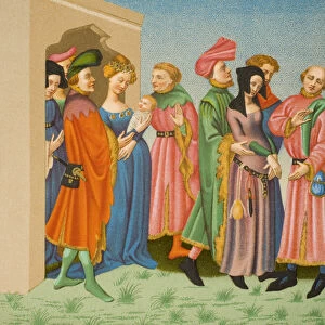 A Young Mothers Retinue, after a miniature in a latin Terence owned by King Charles VI