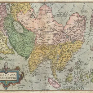 1570, Carte d'Ortelius de l'Asie, première édition, Abraham Ortelius, également Orthellius, 1527 - 1598.