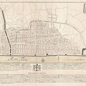 1744, Wren Map of London, England, topography, cartography, geography, land, illustration