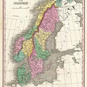 1827, Finley Map of Scandinavia, Norway, Sweden, Denmark, Anthony Finley mapmaker