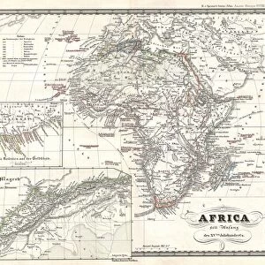 1855, Spruner Map of Africa since the beginning of the 15th century, topography, cartography