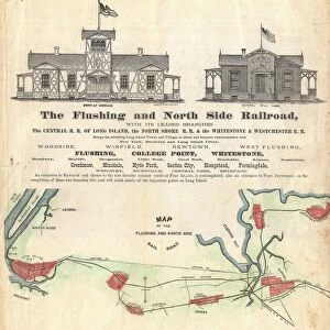 1873, Beers Map of the Flushing Railroad, Long Island, Queens, New York, topography