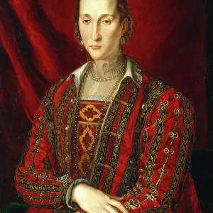 Agnolo Bronzino Print: Eleonora di Toledo in Oil on Panel