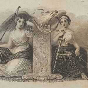 Banknote vignette female figures representing Liberty