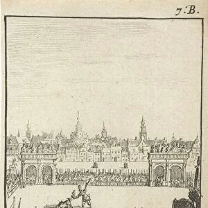 Battle between two armed men, Abraham Dircksz Santvoort, Gerrit van Goedesberg, 1667