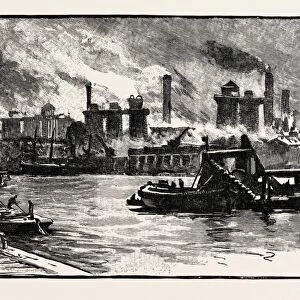 BLAST FURNACES, FROM THE RIVER, MIDDLESBROUGH, a large town situated on the south