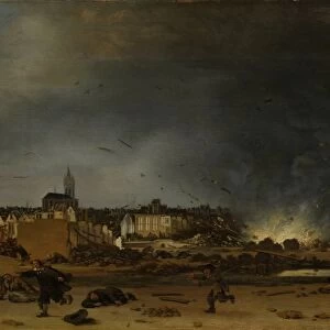 Blowing up the Powder Tower, Kruittoren, in Delft The Netherlands, October 12, 1654