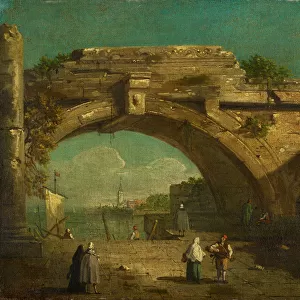 Capriccio arch ruins mooring oil canvas 34. 6 x 42. 3 cm