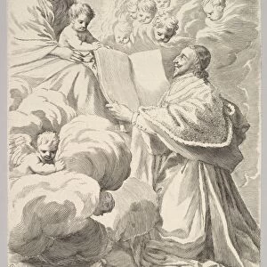 Cardinal Richelieu Kneeling Presents Book Virgin