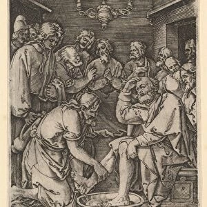 Christ kneeling washing St Peter feet Durer