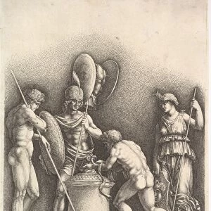 Four classical figures pagan sacrifice 1638 Etching