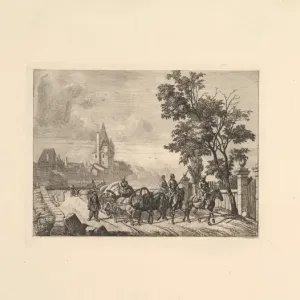 Cossacks Escorting Baggage Wagon 1816 Etching Print Cossacks Escorting Baggage Wagon 1816 Etching Print