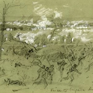 The Devils Den Gettysburg, drawing, 1862-1865, by Alfred R Waud, 1828-1891
