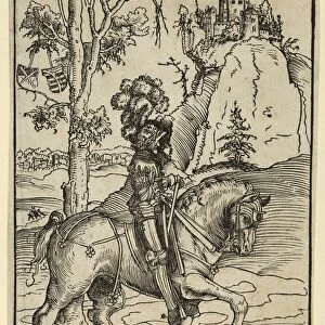 Drawings Prints, Print, Knight, Horseback, Riding, Towards, Right, Artist, Lucas Cranach Elder