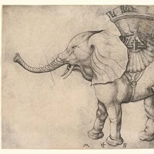 Elephant 15th century Engraving sheet 104 x 140 mm