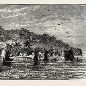 An Encampment on the Shores of Lake Tanganyika, an African Great Lake