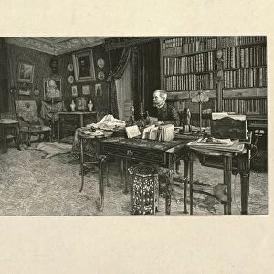 Gaston Tissandier, French balloonist, seated at a desk in his study by H. Thiriat