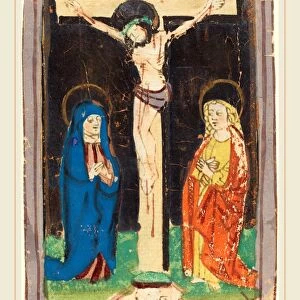 German 15th Century, Christ on the Cross, c. 1460, woodcut, hand-colored in blue