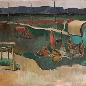 Gypsy camp Alsace 1925 oil canvas 82. 5 x 105 cm