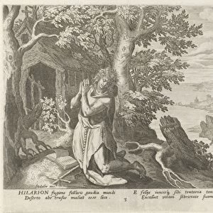 Hilarion the Great as a hermit, Johann Sadeler (I), Raphael Sadeler (I), Maerten de Vos