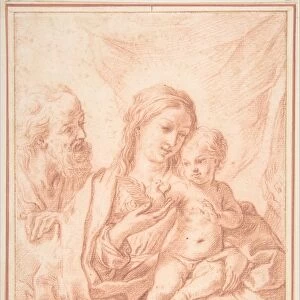 Holy Family 17th century Red chalk cream laid paper