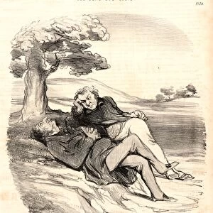 Honore Daumier (French, 1808 - 1879). Doux loisirs d un quincailler retire du