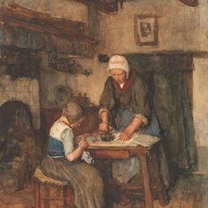 Interior ironing woman sewing child mother daughter
