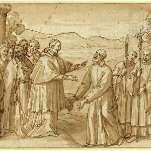 Italian 17th Century, The Meeting of San Carlo Borromeo and San Filippo Neri, c. 1600