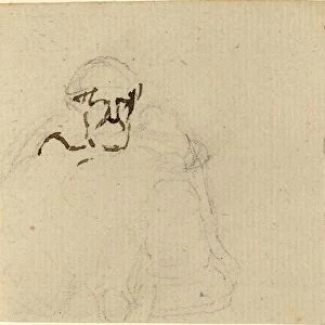 John Flaxman (British, 1755 - 1826), Bearded Figure, pen and brown ink over graphite