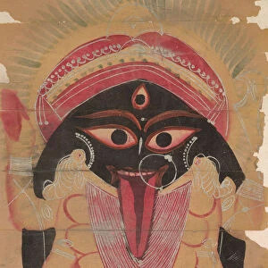 Kali 1800s India Calcutta Kalighat painting 19th century